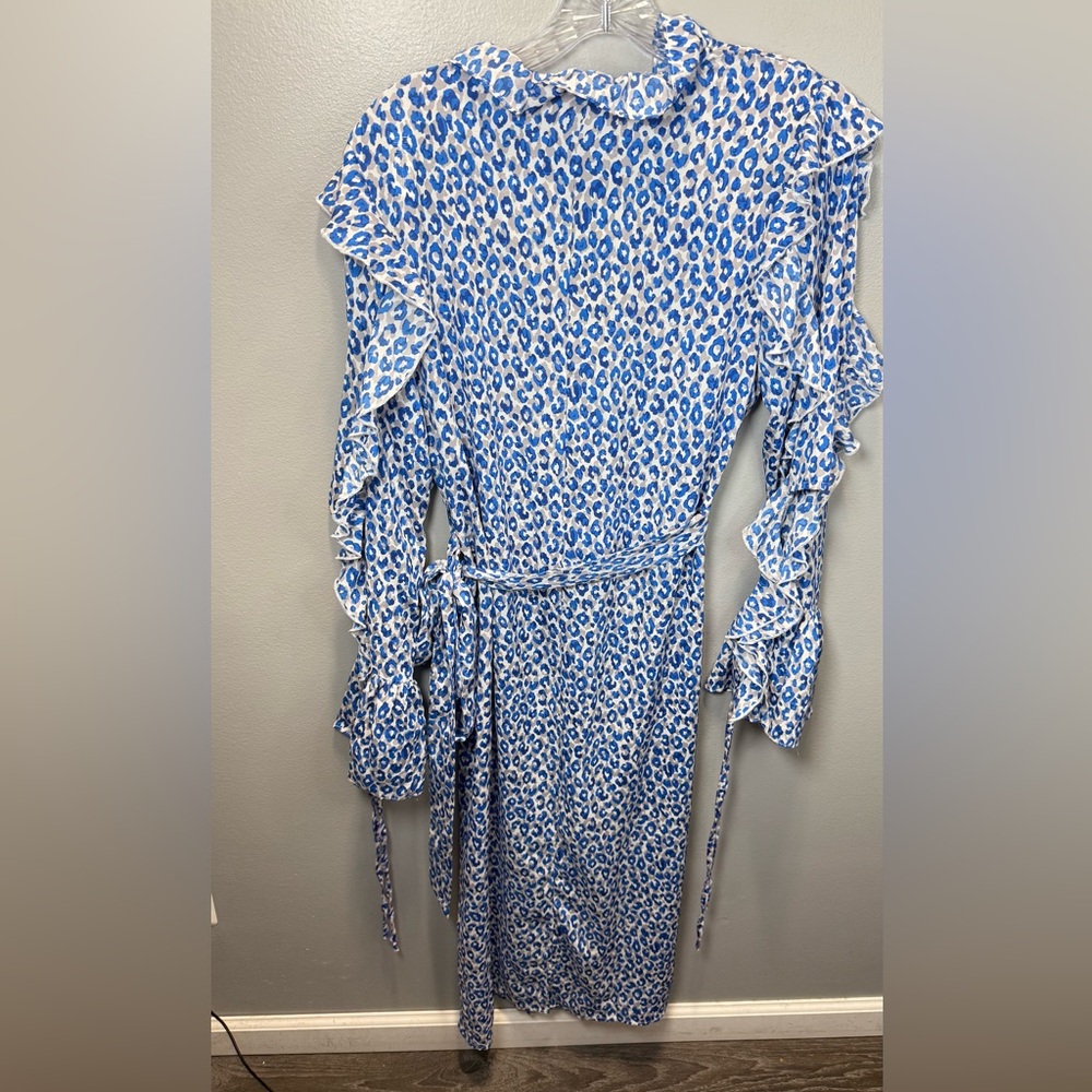 Never‎ Fully Dressed Women's Saint Anouck Blue Leopard Midi Dress Size Medium - Picture 3 of 5
